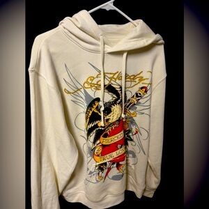 Ed Hardy Cream and Red Graphic Sweater